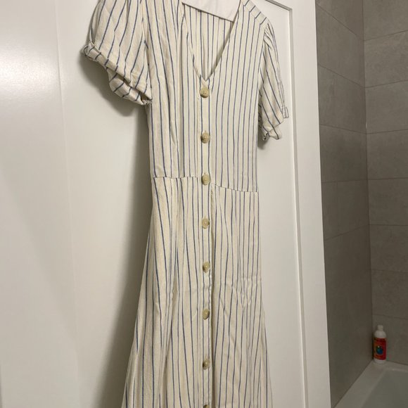 Old Navy White Striped Midi Dress Size Small - Picture 2 of 3